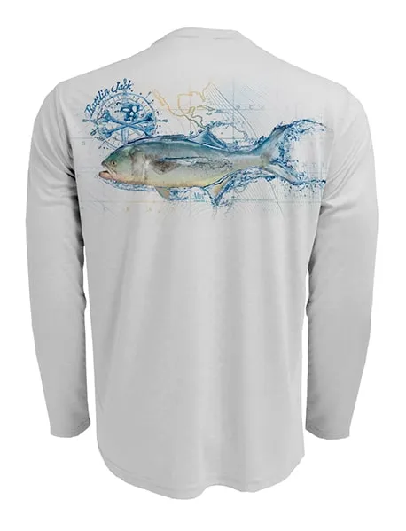 Men's Sun Protection UV Shirt Bluefish by Rattlin Jack | Long Sleeve | UPF 50 | Performance Polyester Rash Guard |