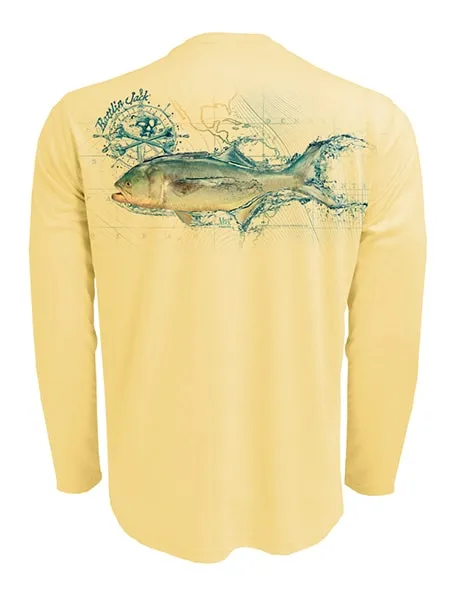 Men's Sun Protection UV Shirt Bluefish by Rattlin Jack | Long Sleeve | UPF 50 | Performance Polyester Rash Guard |