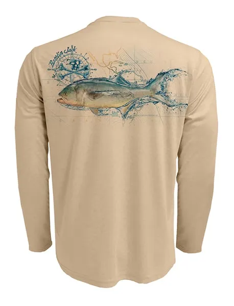 Men's Sun Protection UV Shirt Bluefish by Rattlin Jack | Long Sleeve | UPF 50 | Performance Polyester Rash Guard |