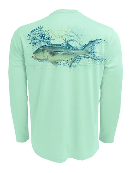 Men's Sun Protection UV Shirt Bluefish by Rattlin Jack | Long Sleeve | UPF 50 | Performance Polyester Rash Guard |