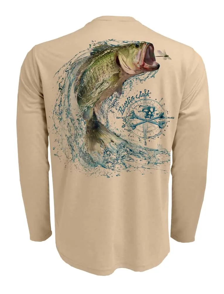 Men's Tail Walking Bass Fishing Shirt by Rattlin Jack | UV Protection | Long Sleeve | Performance Polyester Rash Guard |