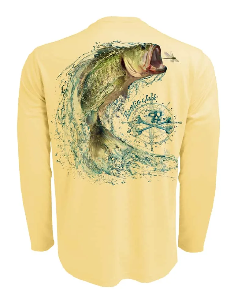 Men's Tail Walking Bass Fishing Shirt by Rattlin Jack | UV Protection | Long Sleeve | Performance Polyester Rash Guard |