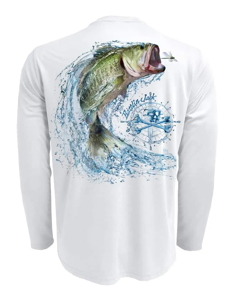 Men's Tail Walking Bass Fishing Shirt by Rattlin Jack | UV Protection | Long Sleeve | Performance Polyester Rash Guard |