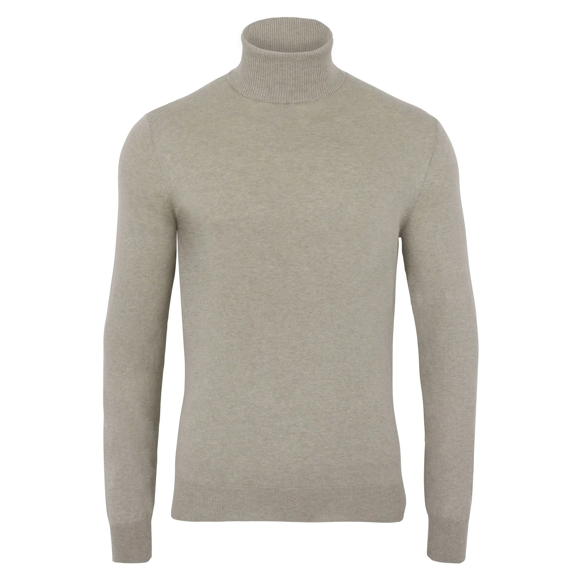 Mens Ultra Fine Cotton Roll Neck Jumper