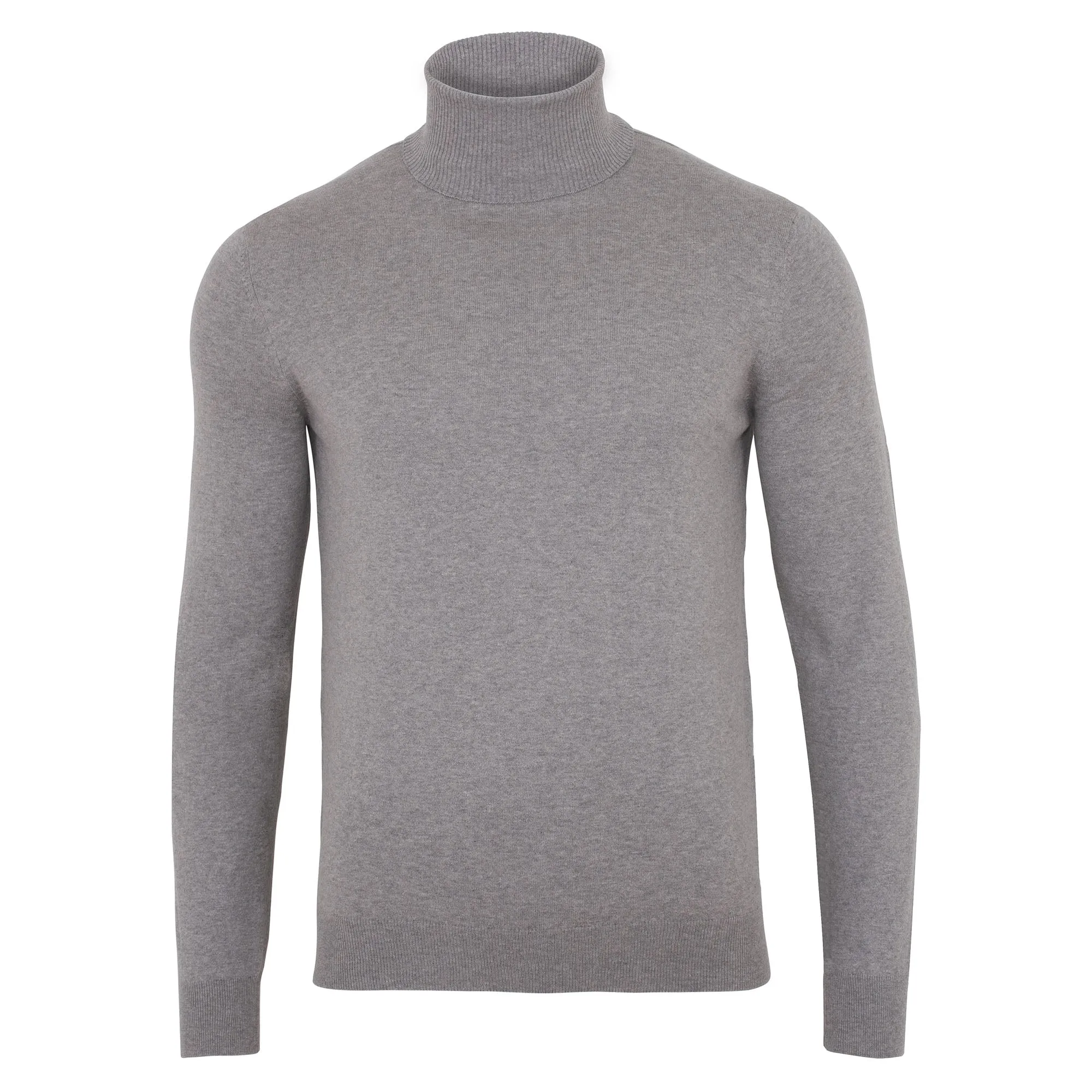 Mens Ultra Fine Cotton Roll Neck Jumper