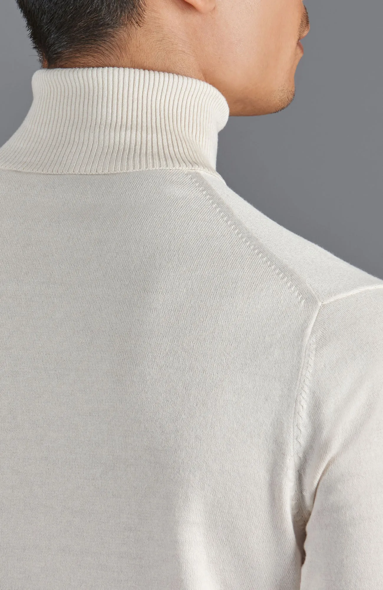 Mens Ultra Fine Cotton Roll Neck Jumper