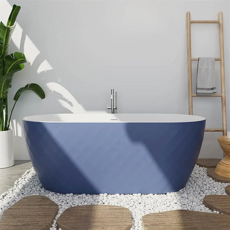 Mokleba 59" Unique Design Oval Acrylic Bathtub Freestanding Soaking Tub