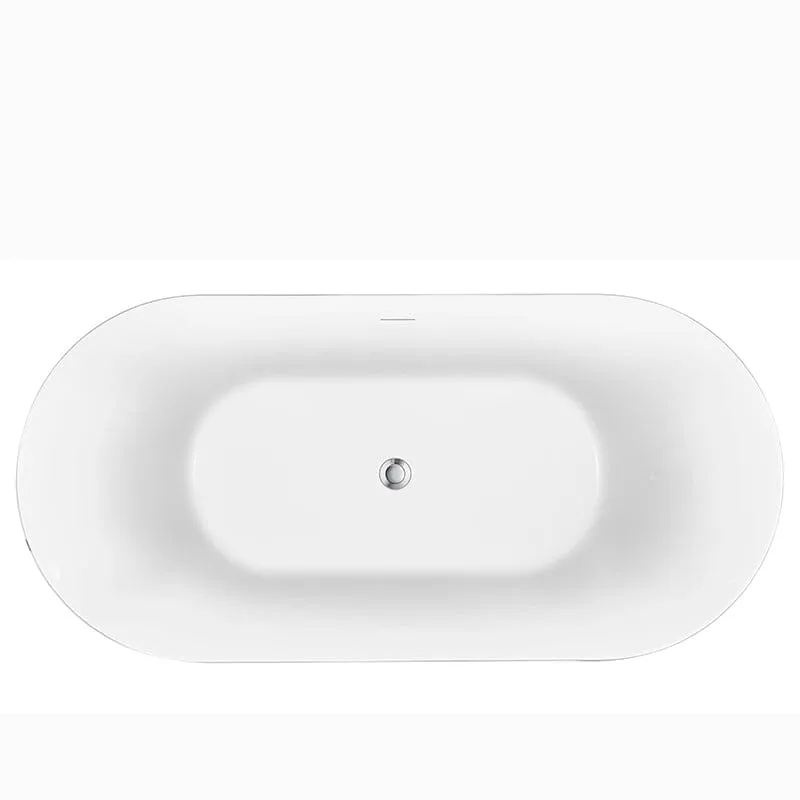 Mokleba 59" Unique Design Oval Acrylic Bathtub Freestanding Soaking Tub