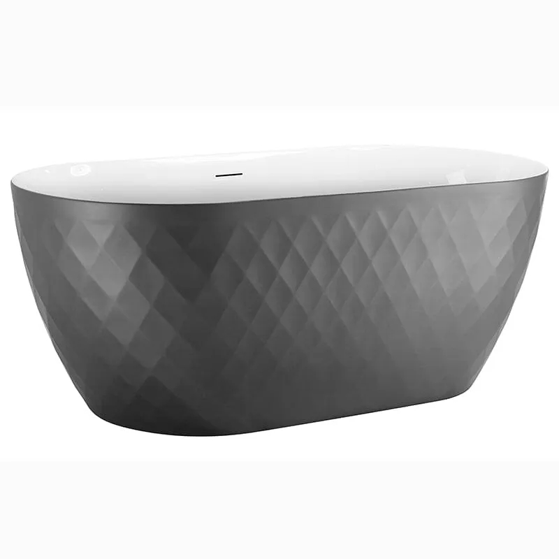 Mokleba 59" Unique Design Oval Acrylic Bathtub Freestanding Soaking Tub