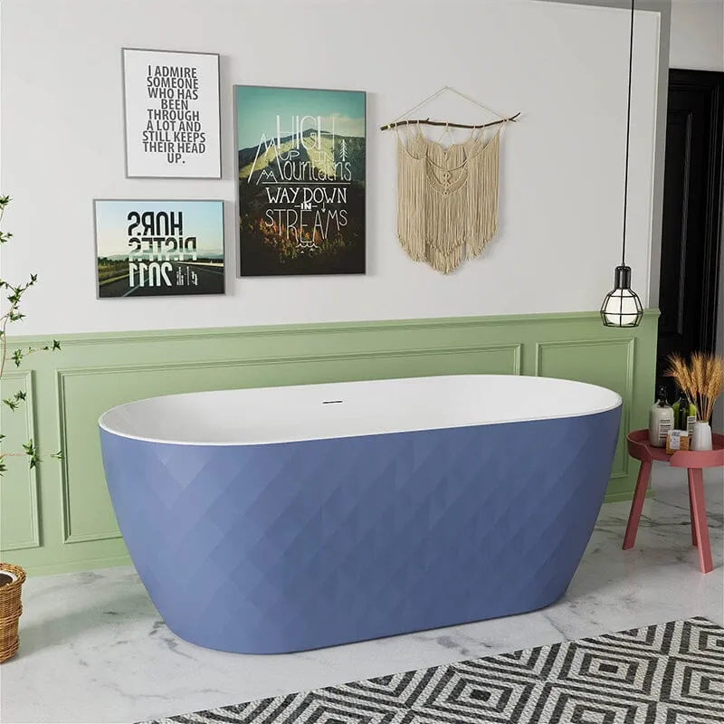 Mokleba 59" Unique Design Oval Acrylic Bathtub Freestanding Soaking Tub