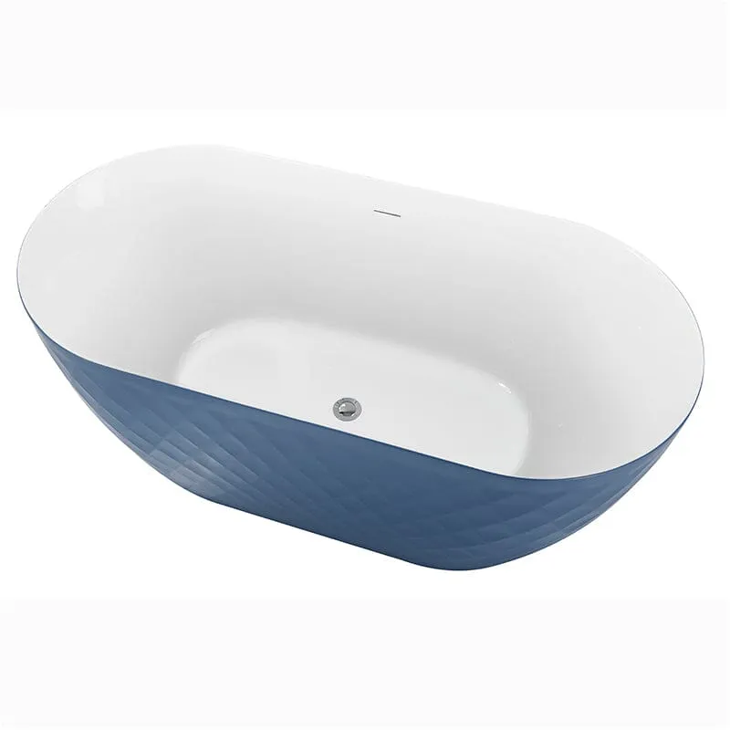 Mokleba 59" Unique Design Oval Acrylic Bathtub Freestanding Soaking Tub