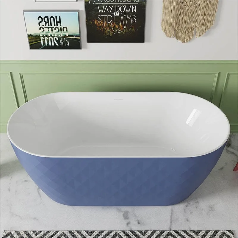 Mokleba 59" Unique Design Oval Acrylic Bathtub Freestanding Soaking Tub