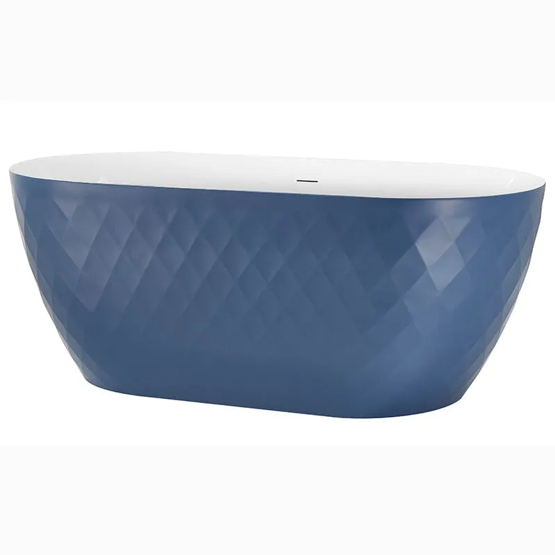 Mokleba 59" Unique Design Oval Acrylic Bathtub Freestanding Soaking Tub