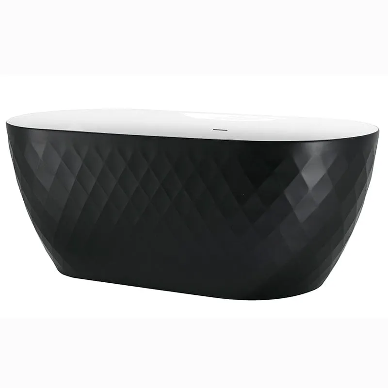 Mokleba 59" Unique Design Oval Acrylic Bathtub Freestanding Soaking Tub