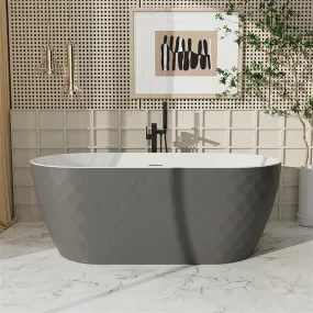 Mokleba 59" Unique Design Oval Acrylic Bathtub Freestanding Soaking Tub