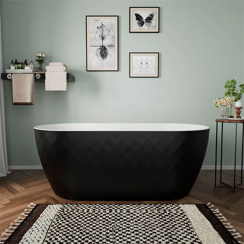 Mokleba 59" Unique Design Oval Acrylic Bathtub Freestanding Soaking Tub