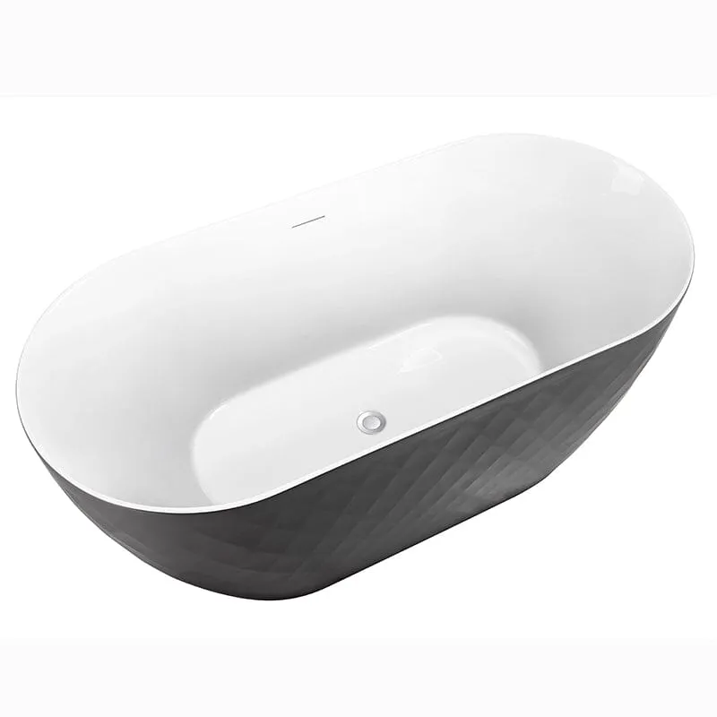 Mokleba 59" Unique Design Oval Acrylic Bathtub Freestanding Soaking Tub