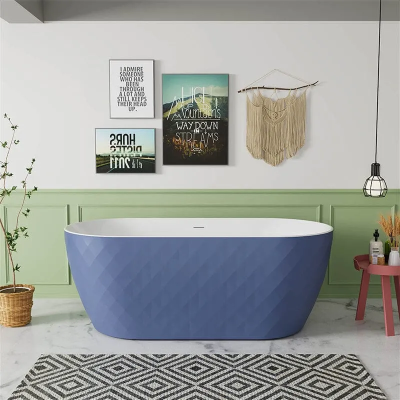 Mokleba 59" Unique Design Oval Acrylic Bathtub Freestanding Soaking Tub