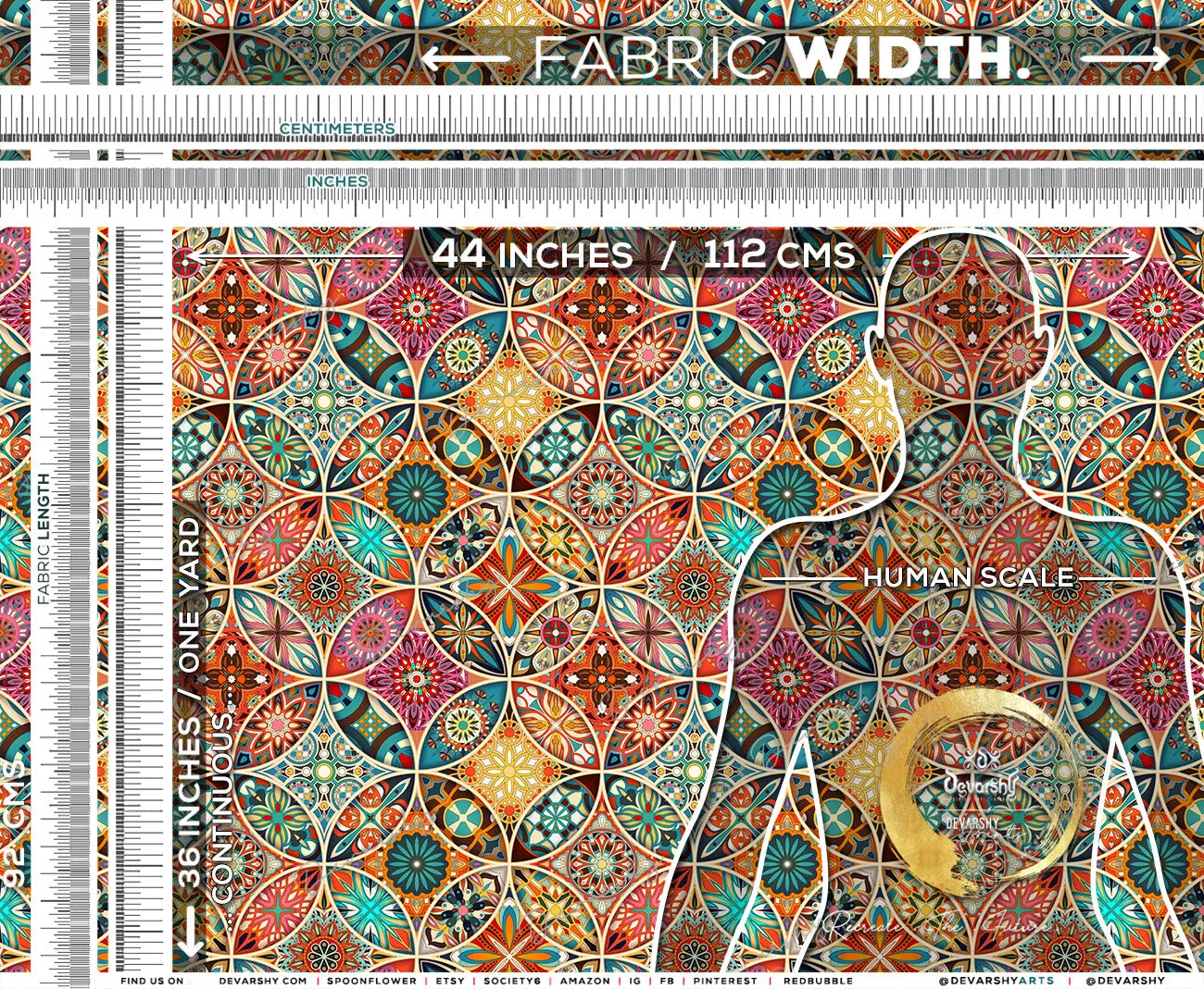 Moroccan Design Apparel Fabric 3Meters , 9 Designs | 8 Fabrics Option | Fabric By the Yard | D20312