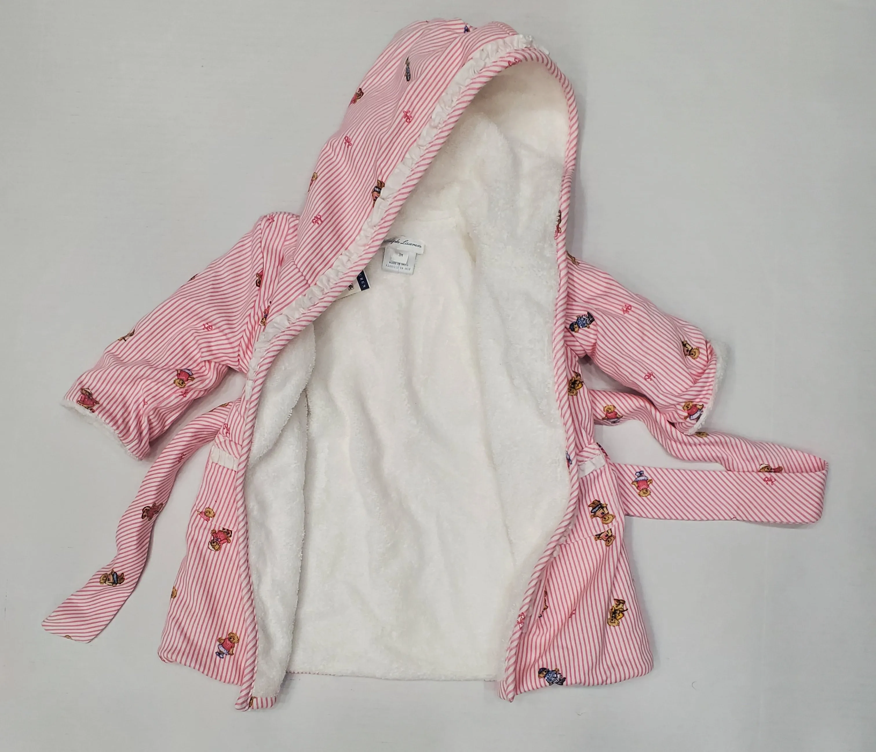 Nwt Girls Polo Ralph Lauren Pink Teddy Bear Robe (3M)