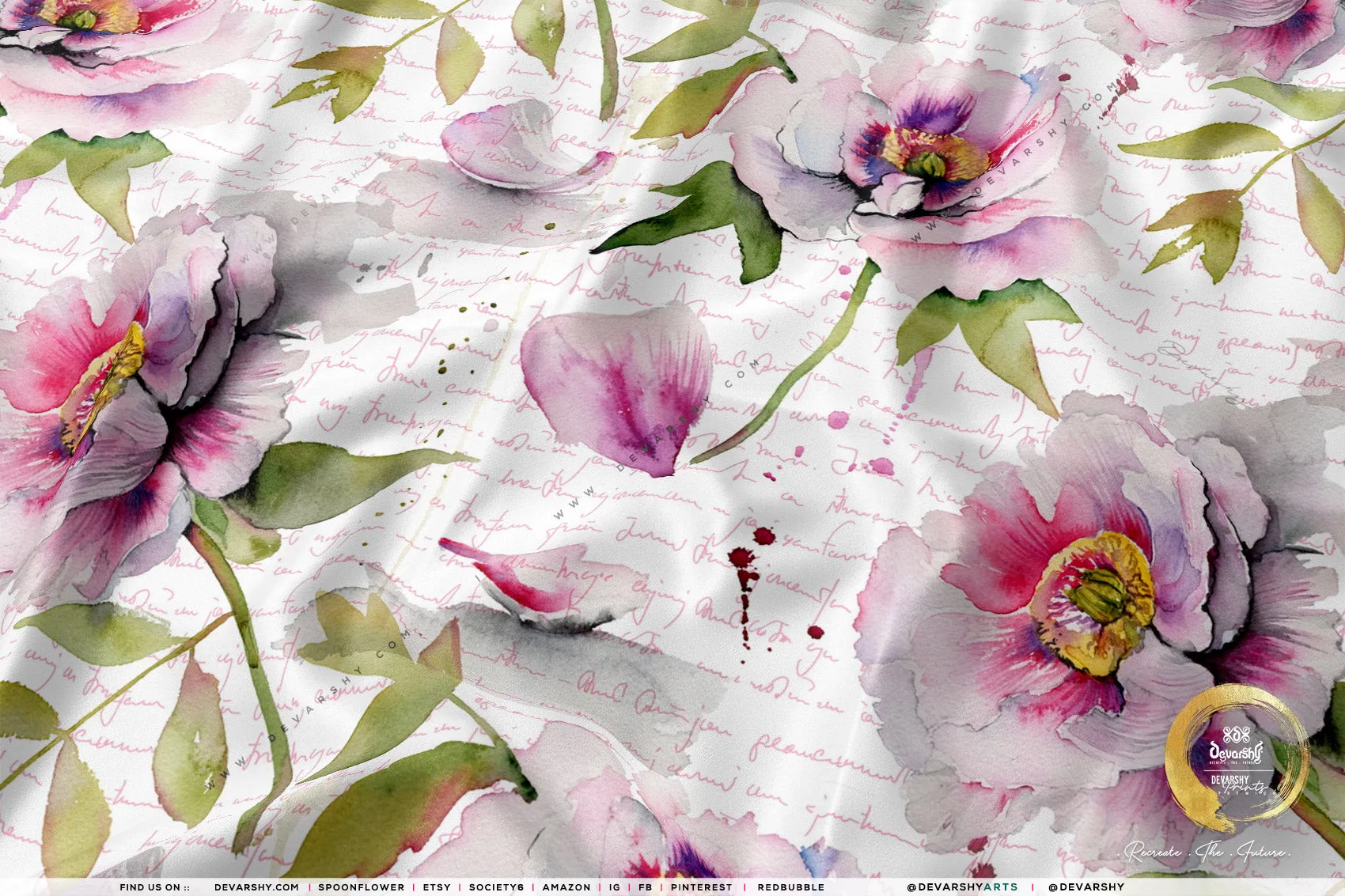 Organic Florals Apparel Fabric 3Meters , 9 Designs | 8 Fabrics Option | Fabric By the Yard | D20169