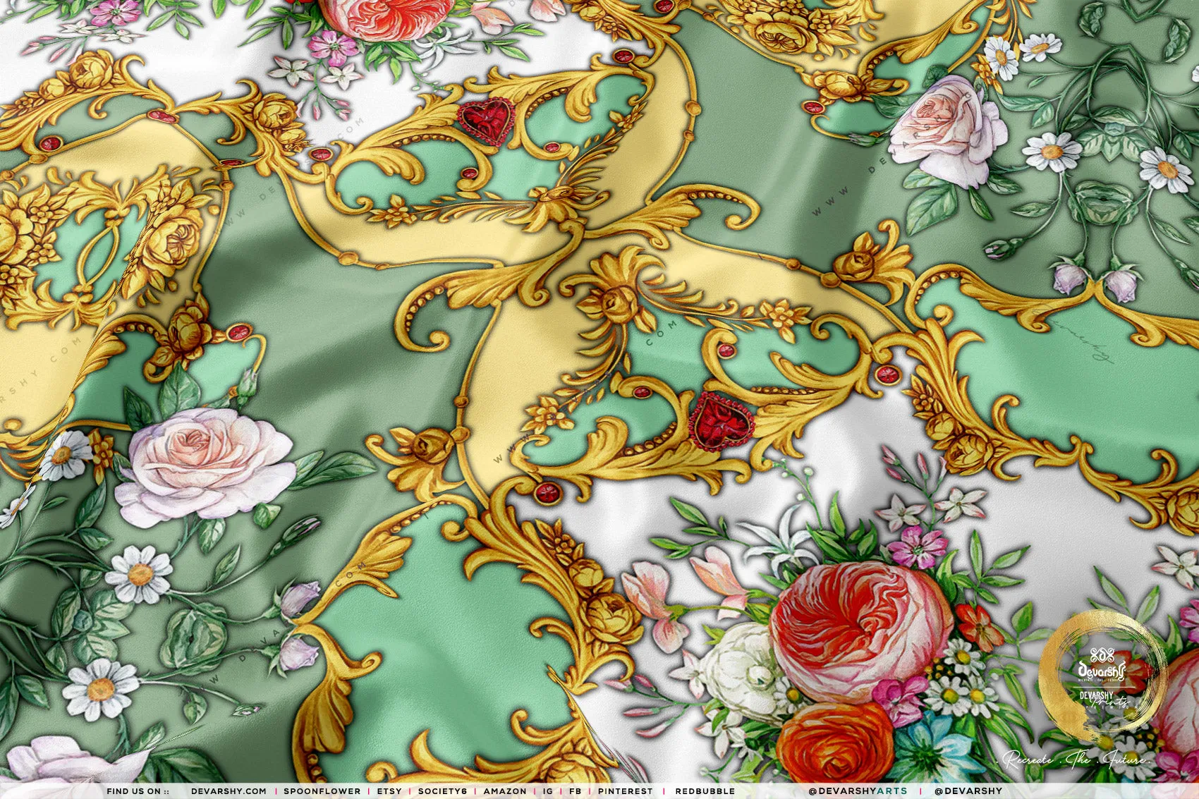 Ornate Florals Apparel Fabric 3Meters , 6 Designs | 8 Fabrics Option | Baroque Fabric By the Yard | 044