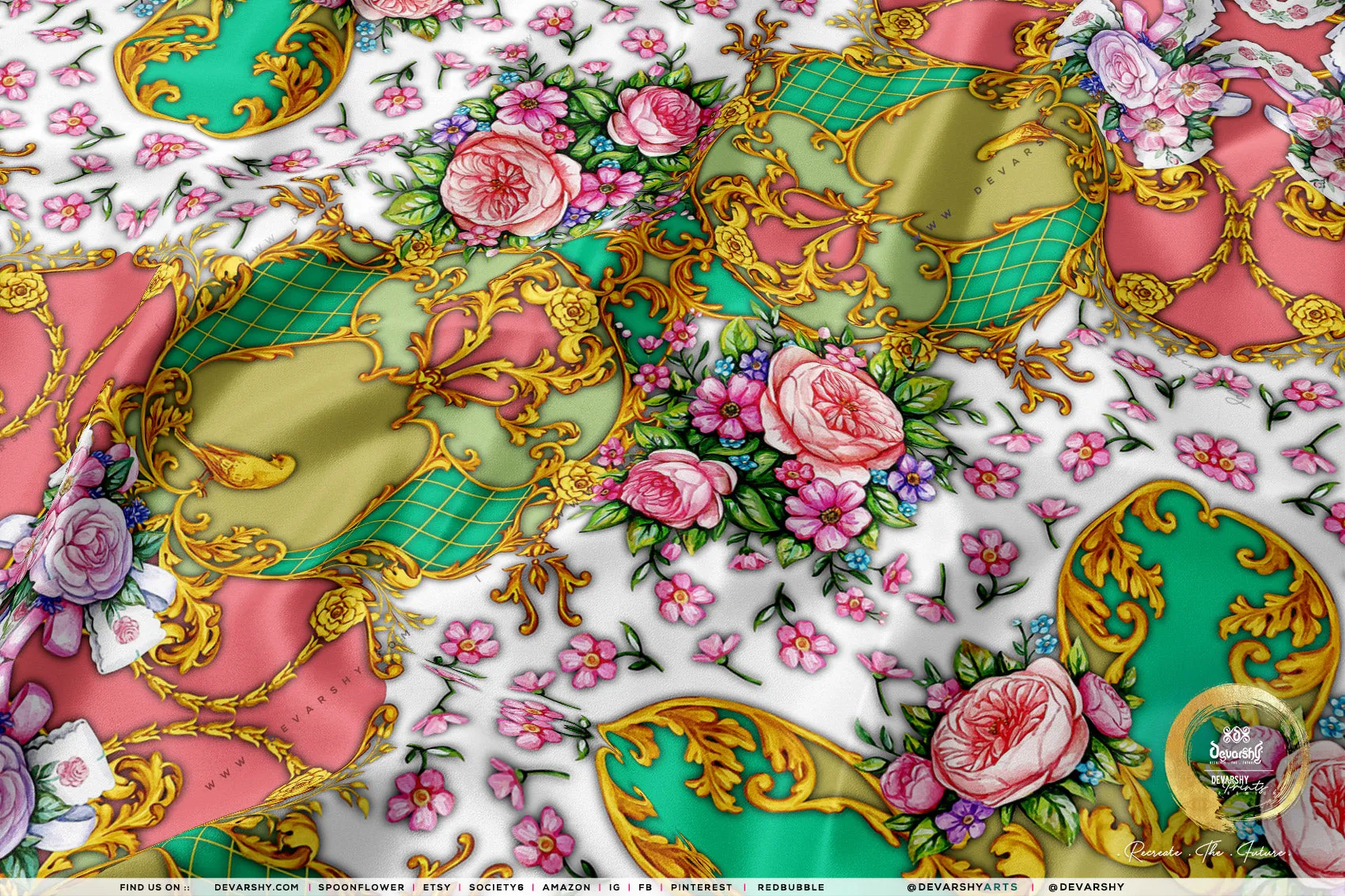 Ornate Florals Apparel Fabric 3Meters , 6 Designs | 8 Fabrics Option | Baroque Fabric By the Yard | 044