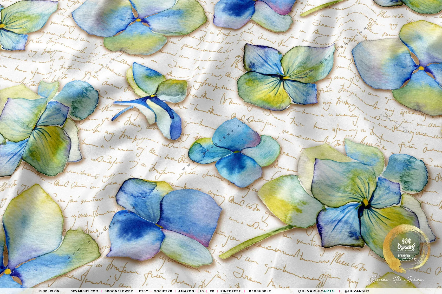 Painted Floral Apparel Fabric 3Meters , 9 Designs | 8 Fabrics Option | Fabric By the Yard | D20165