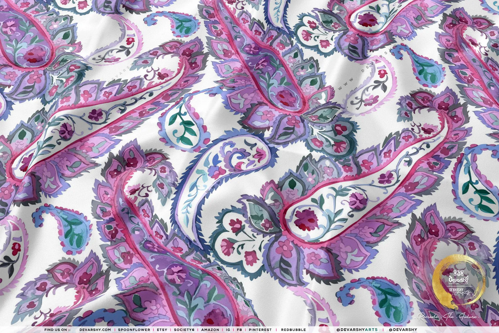 Paisleys Apparel Fabric 3Meters , 9 Designs | 8 Fabrics Option | Fabric By the Yard | D20242