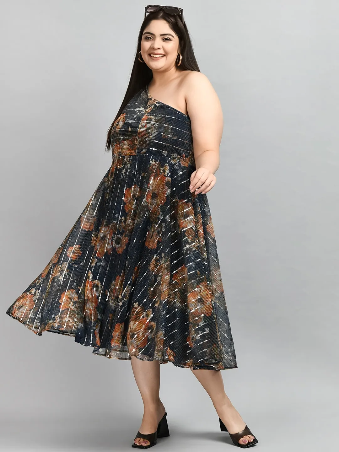 Plus Size Plus Size One Shoulder Sequin Party Dress