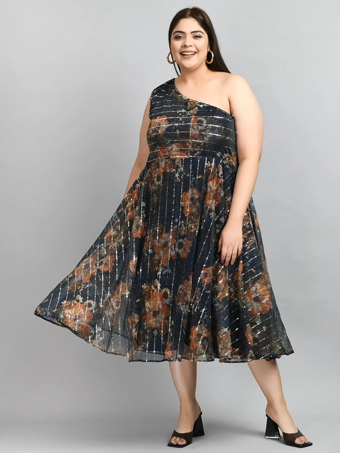 Plus Size Plus Size One Shoulder Sequin Party Dress