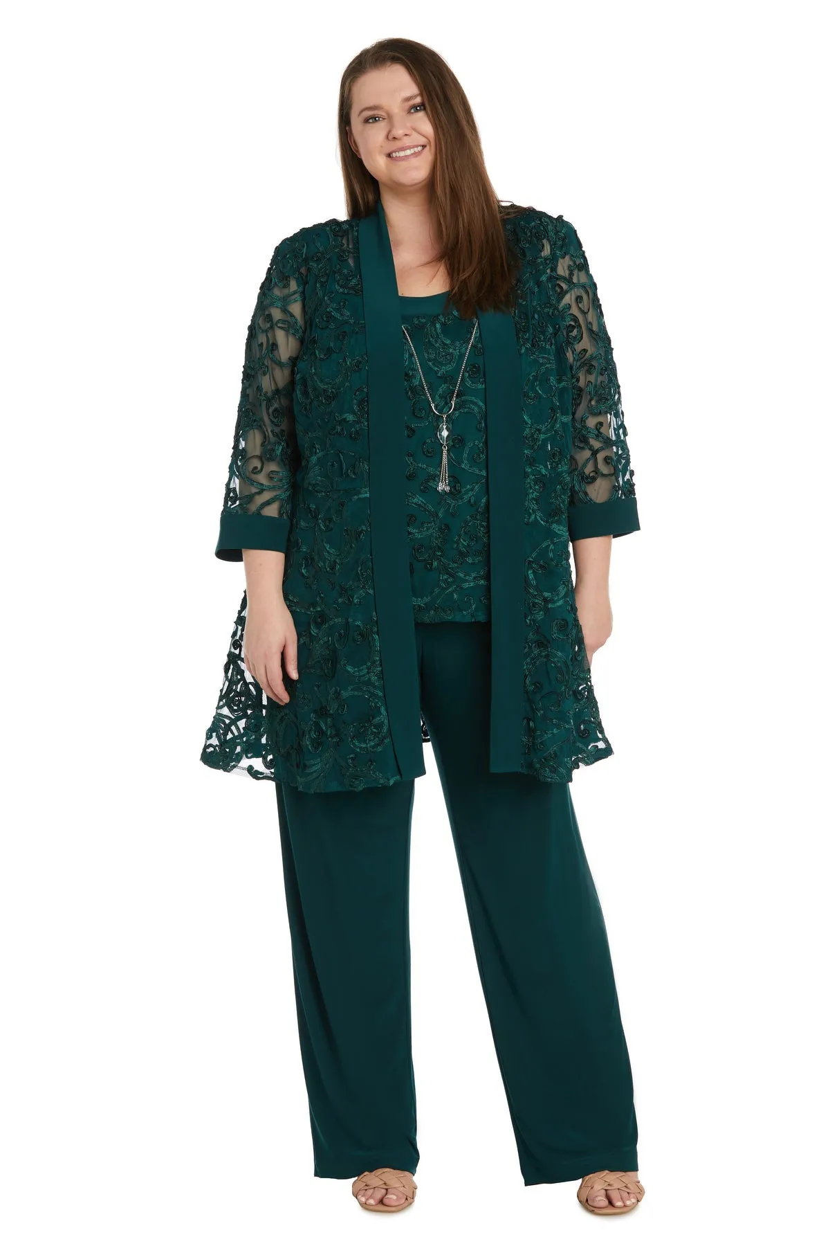 Plus Size Women's Sequined Jacket Pant Set