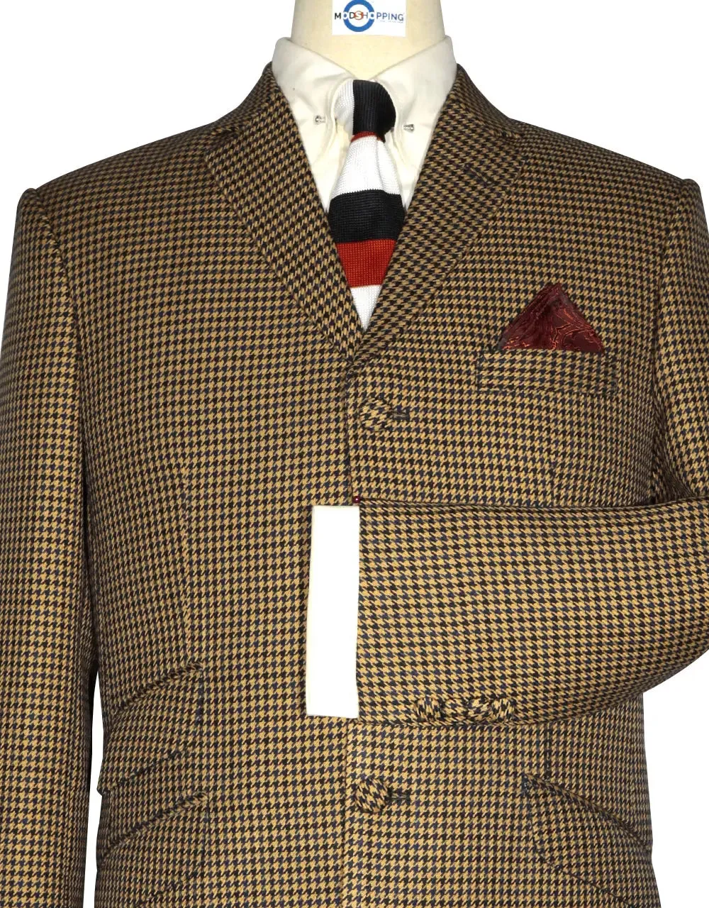 Retro Blazer Brown and Black Houndstooth Blazer Jacket