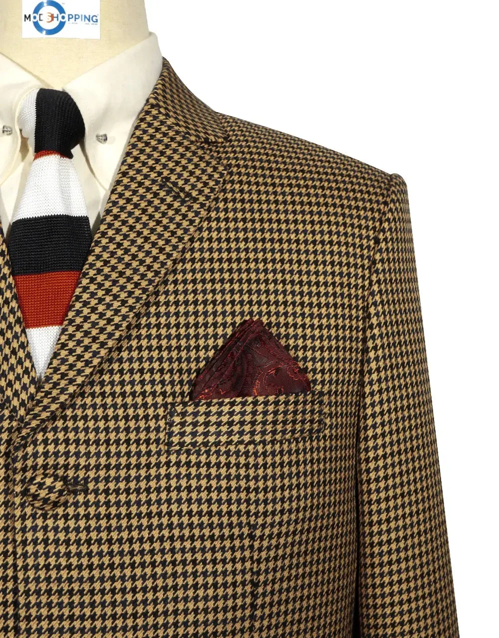 Retro Blazer Brown and Black Houndstooth Blazer Jacket