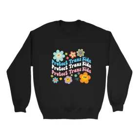 Retro Flowers Protect Trans Kids Crew Sweatshirt