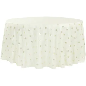 Sequin Embroidery Taffeta 120" Round Tablecloth - Ivory