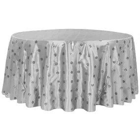 Sequin Embroidery Taffeta 120" Round Tablecloth - Silver