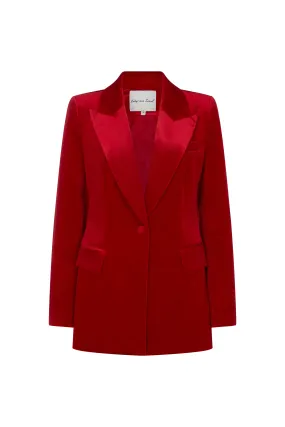 Sienna Tailored Velvet Blazer In Red