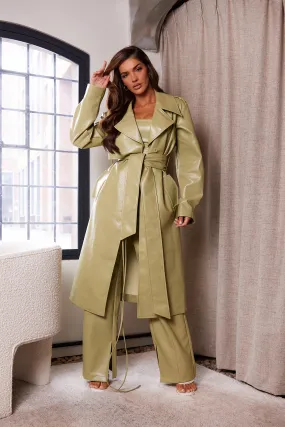 The Croc Trench Coat - Sage