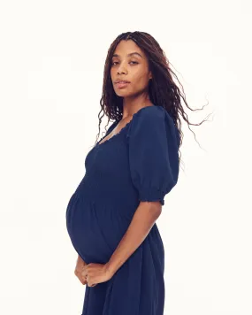 The Maternity Louisa Nap Dress - Navy Crepe