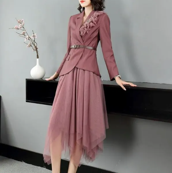 The Siohban Long Sleeve Two Piece Dress - Multiple Colors