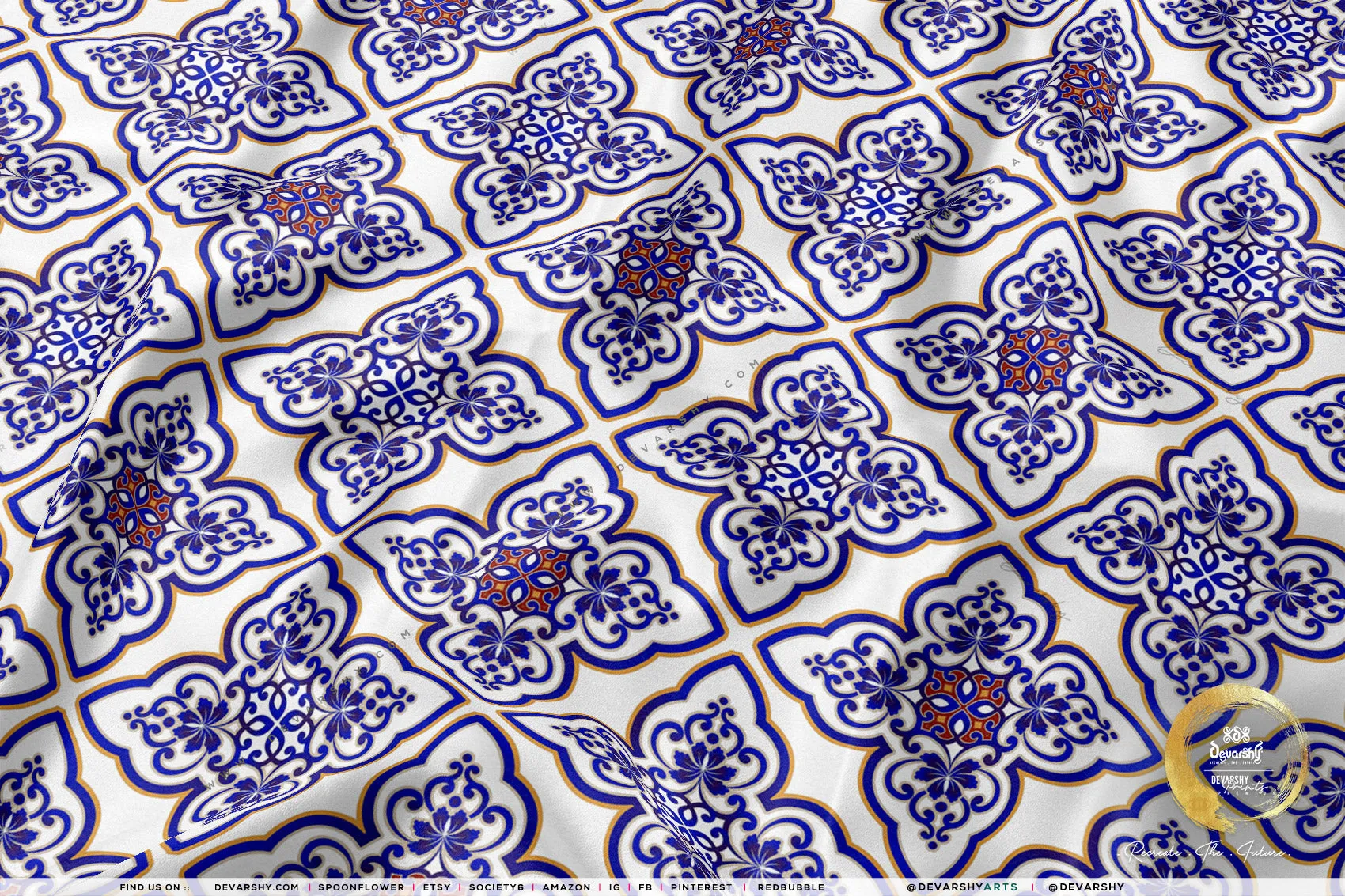 Tiles Pattern Apparel Fabric 3Meters , 9 Designs | 8 Fabrics Option | Moroccan Fabric By the Yard | 035