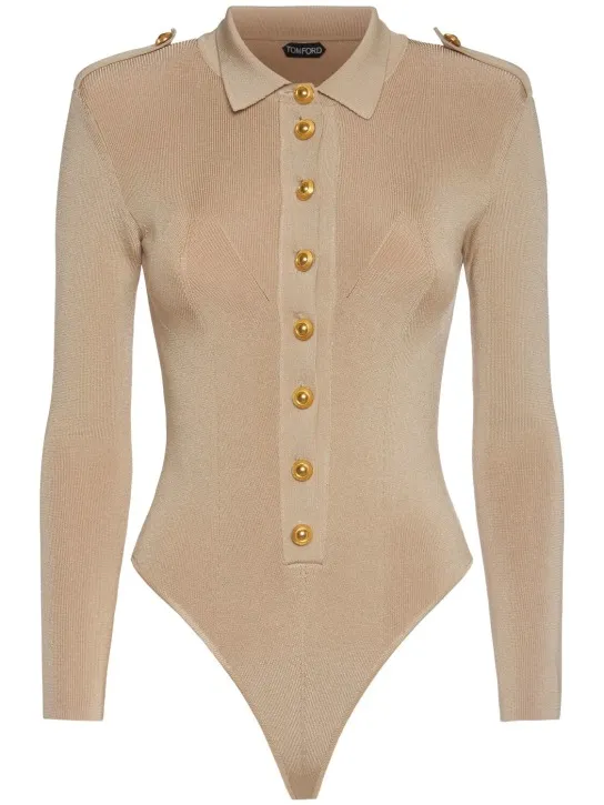 Tom Ford   Ribbed stretch viscose bodysuit 