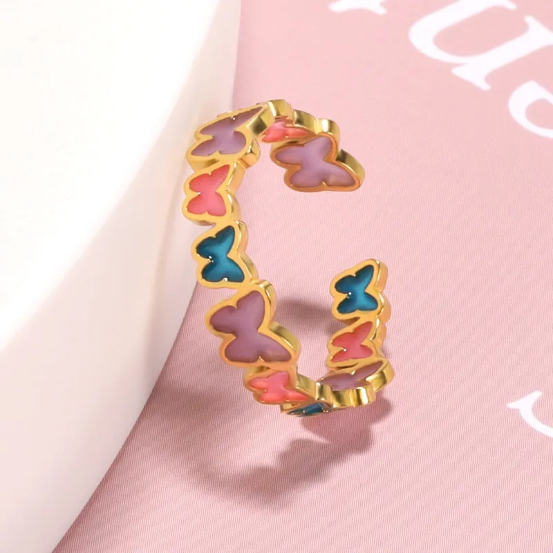 Unique and Colorful Butterfly Glow Ring