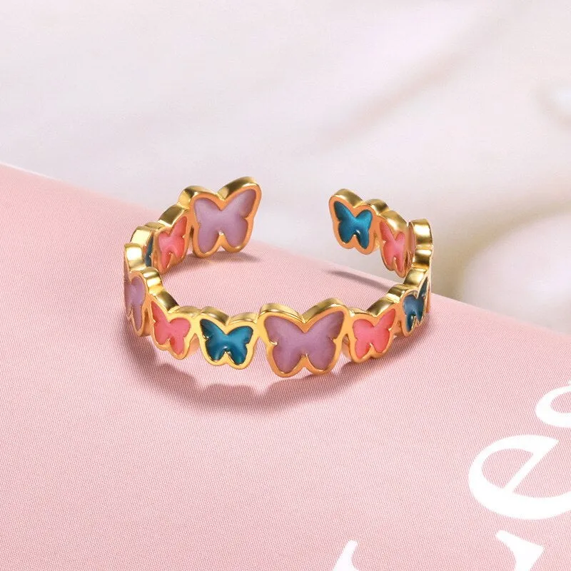 Unique and Colorful Butterfly Glow Ring