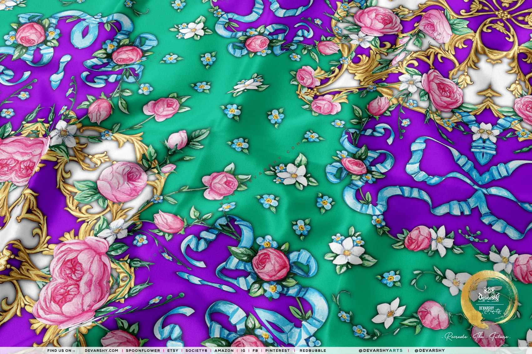 Vintage Florals Apparel Fabric 3Meters , 6 Designs | 8 Fabrics Option | Baroque Fabric By the Yard | 044