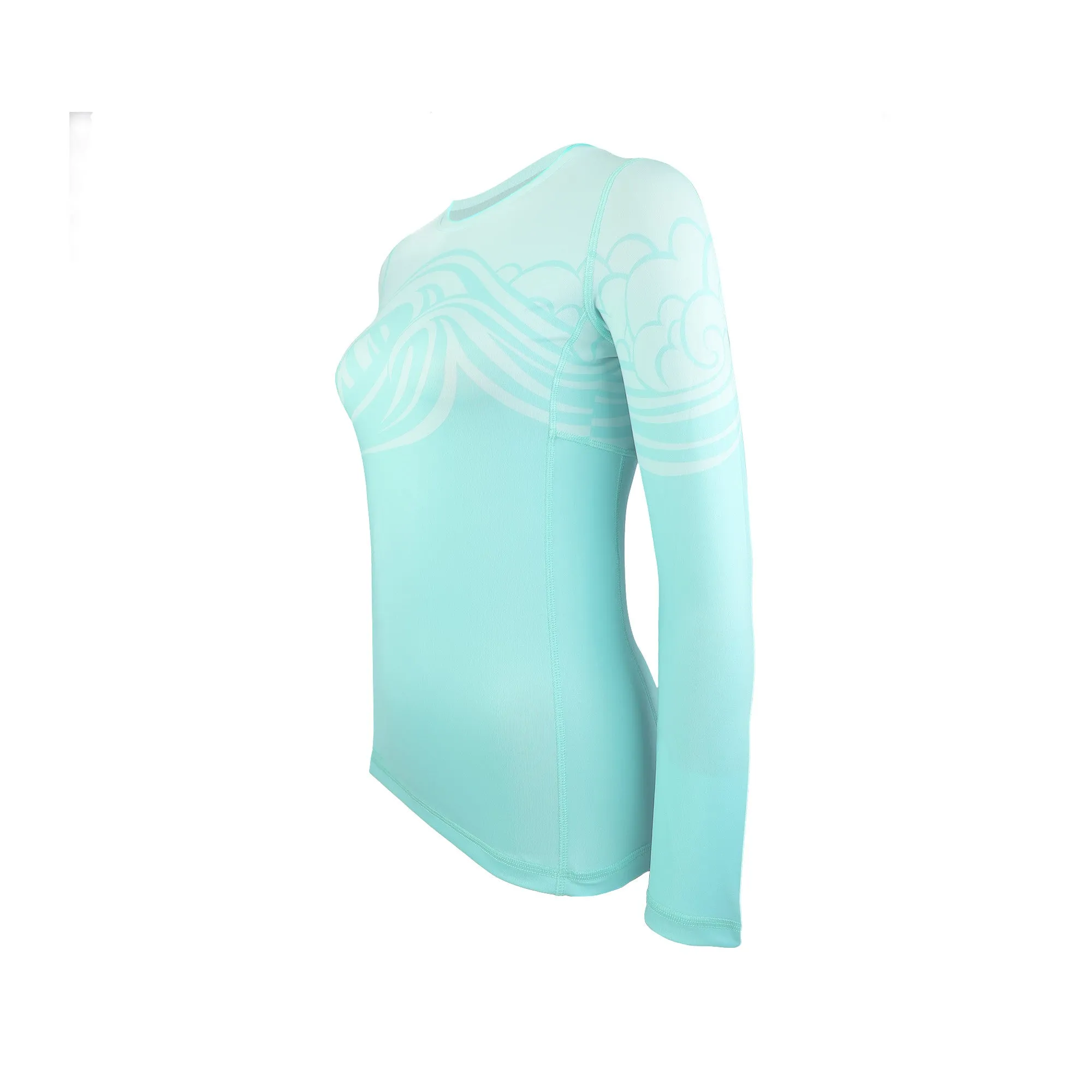 Wahine Sumi-e Swells Long Sleeve UPF 30 Shirt in Seaspray