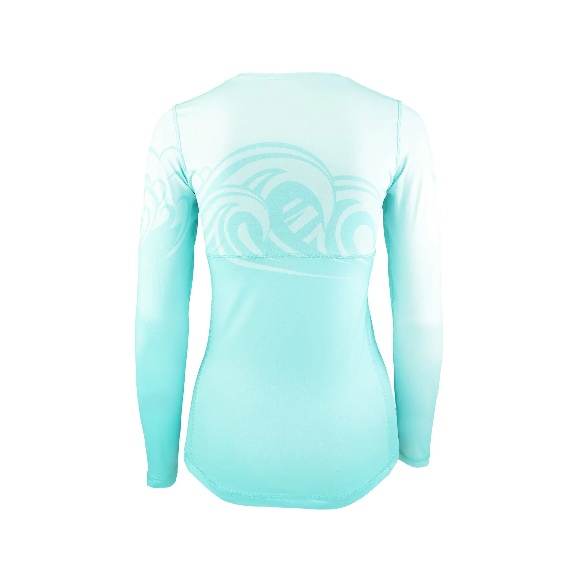 Wahine Sumi-e Swells Long Sleeve UPF 30 Shirt in Seaspray