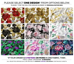 Watercolor Floral Apparel Fabric 3Meters , 9 Designs | 8 Fabrics Option | Fabric By the Yard | D20163