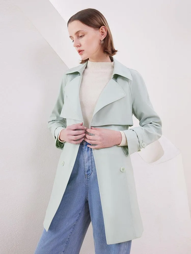 Worsted Woolen Mid-length Trench Coat